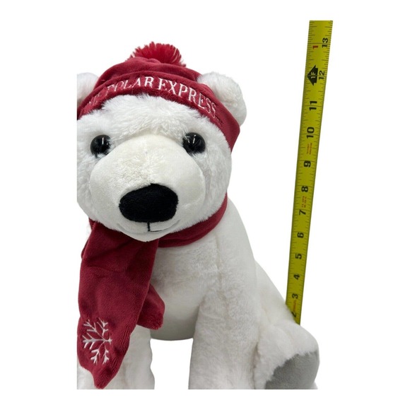 The Polar Express Plush Bear Stuffed Animal VHTF Red Snowflake Scarf & Hat 13" - Picture 9 of 10